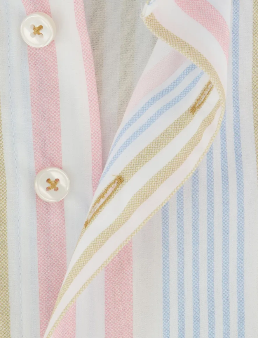 Portofino Regular Fit overhemd korte mouw multicolor gestreep