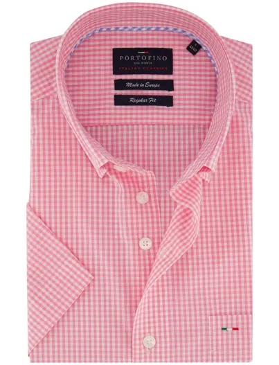 Portofino Fijne ruit Portofino overhemd korte mouw Regular Fit