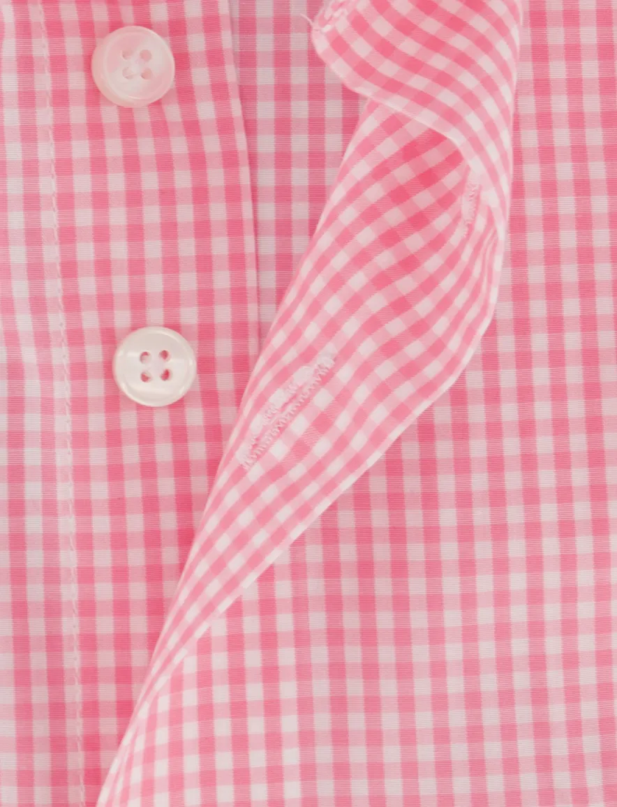 Fijne ruit Portofino overhemd korte mouw Regular Fit