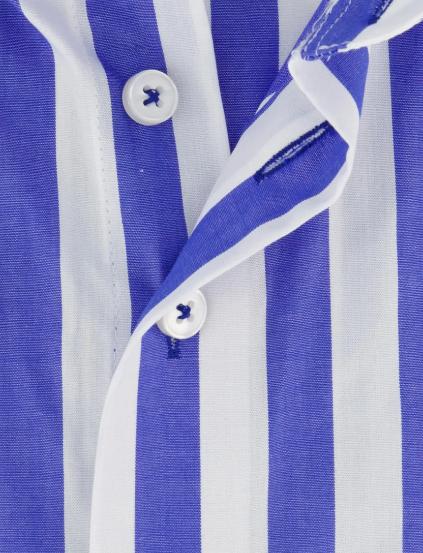 Overhemd Portofino korte mouw blauw gestreept