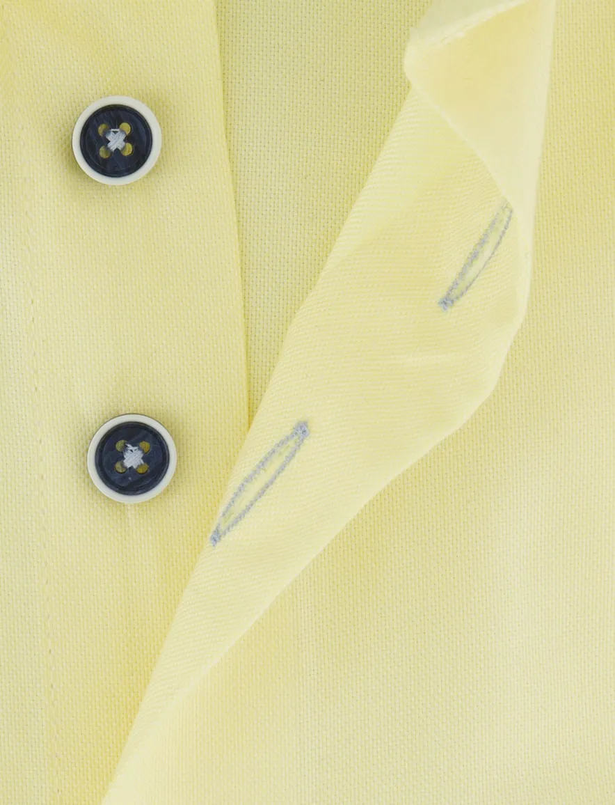 Overhemd korte mouw Portofino geel borstzak button-down