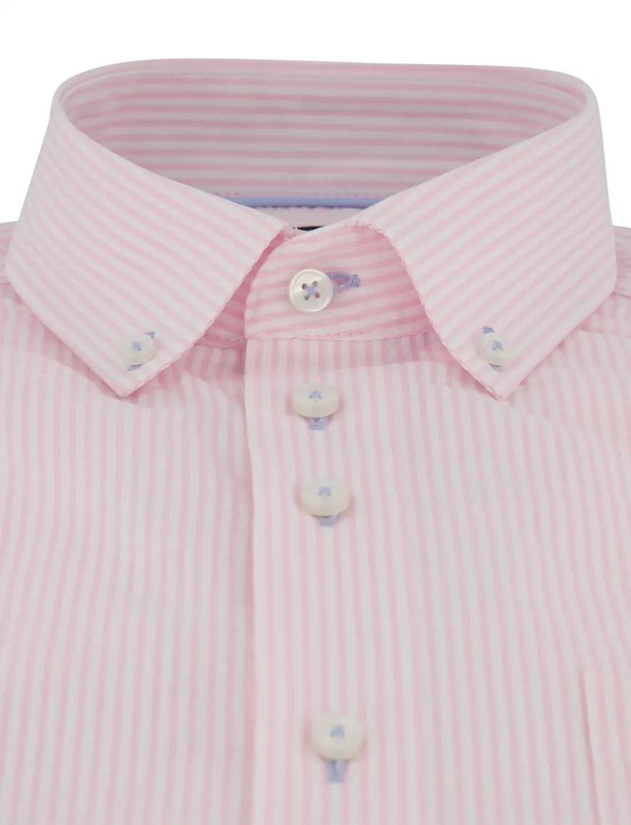 Portofino overhemd korte mouw roze gestreept