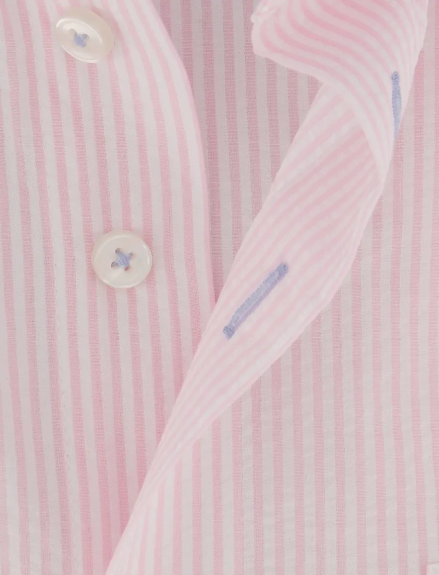 Portofino overhemd korte mouw roze gestreept