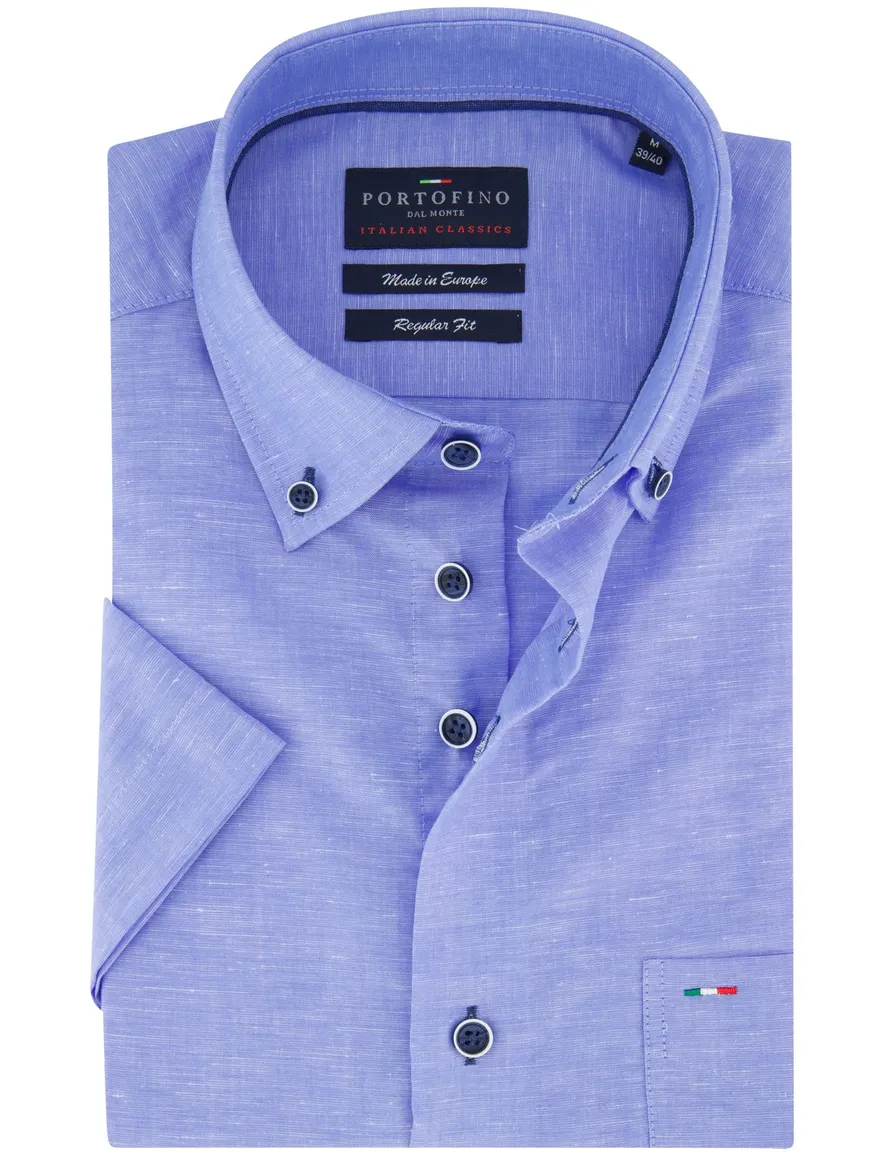 Portofino Regular Fit overhemd blauw linnen