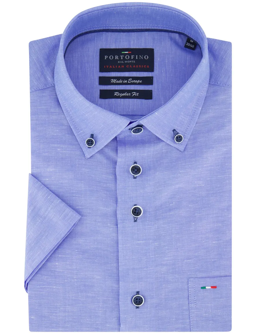 Portofino Regular Fit overhemd blauw linnen