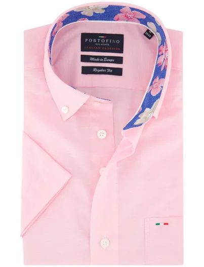 Portofino Roze overhemd portofino wijde fit button down boord