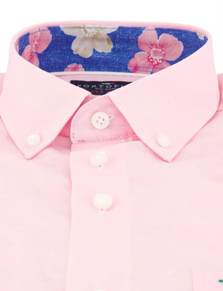 Portofino Regular fit overhemd roze linnen
