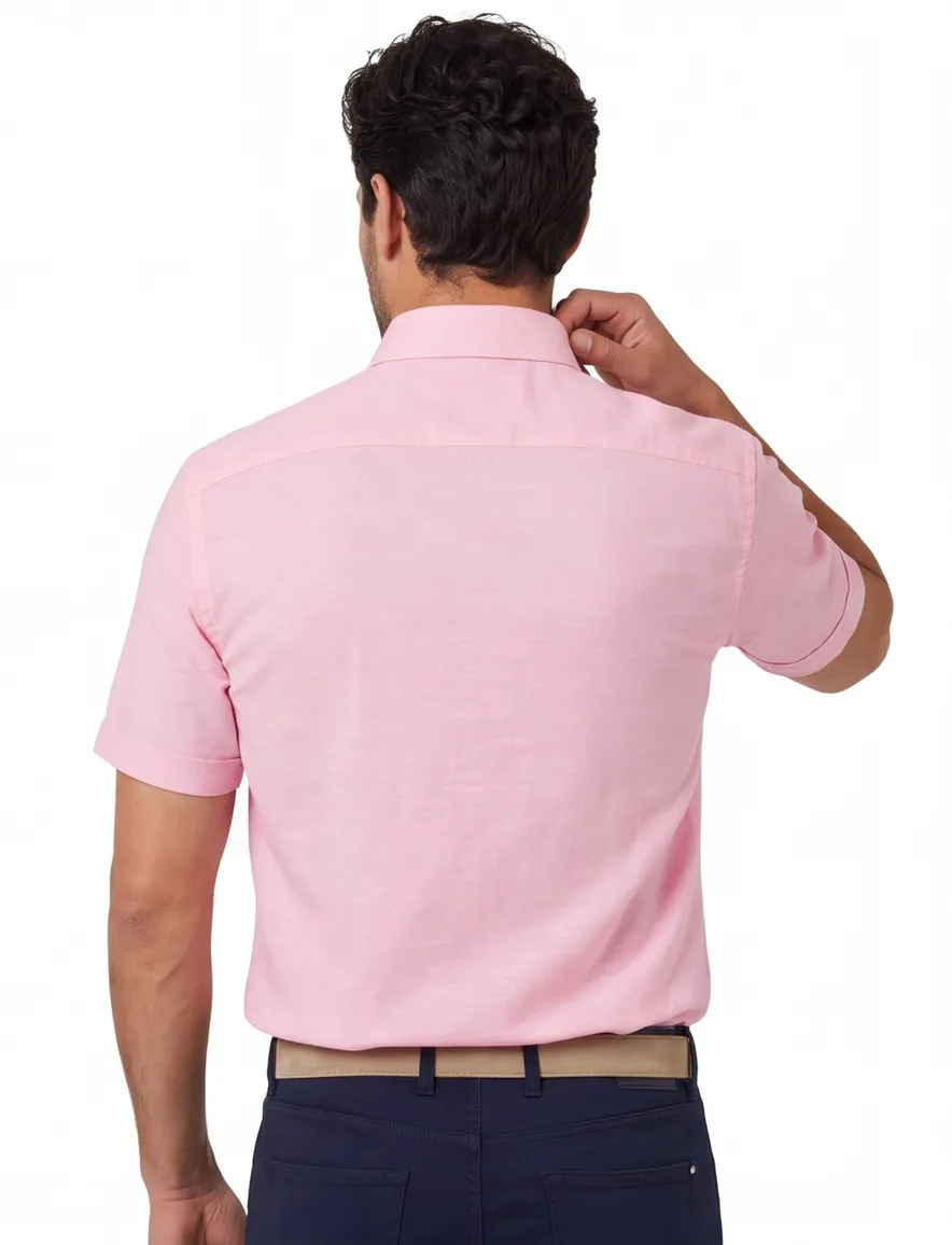 Roze overhemd portofino wijde fit button down boord