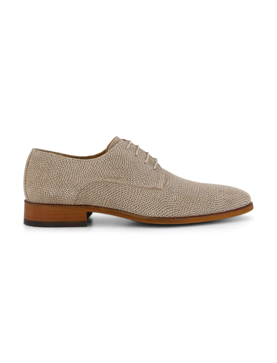 Melik veterschoenen beige geprint leer