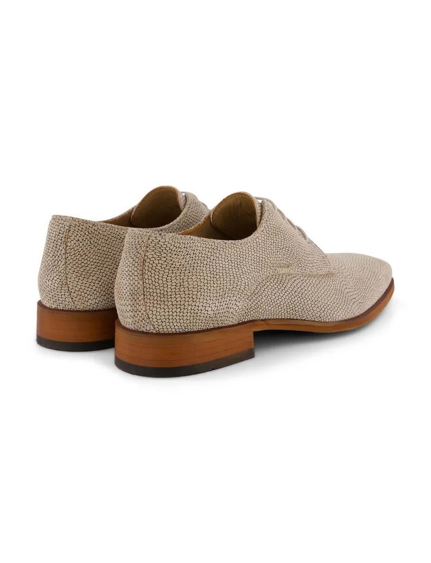 Melik veterschoenen beige geprint leer