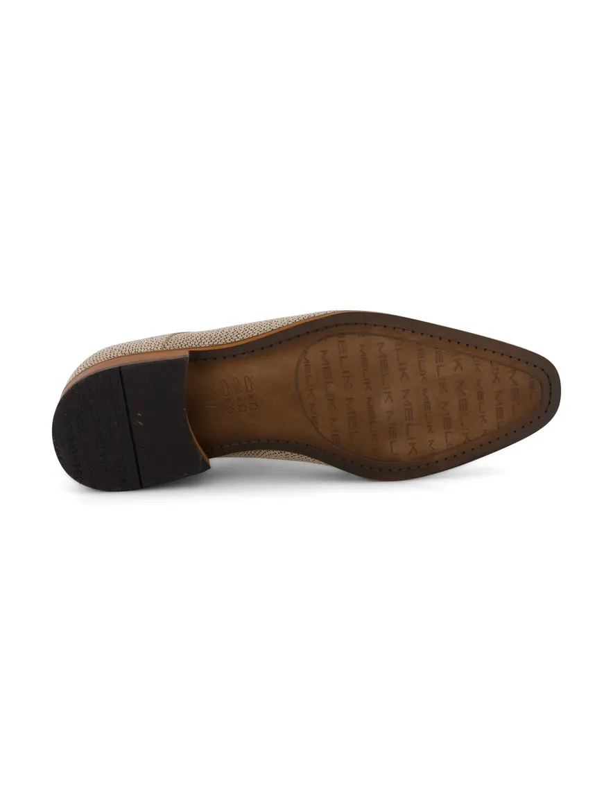 Melik veterschoenen beige geprint leer