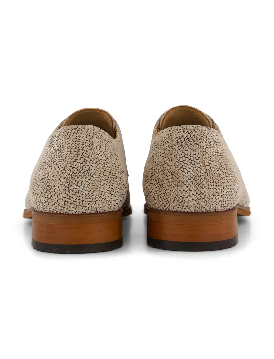 Melik veterschoenen beige geprint leer