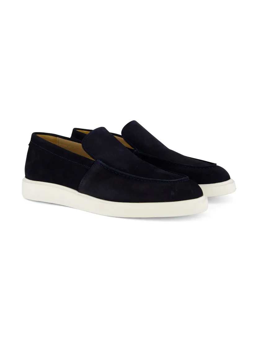 loafers Melik donkerblauw leer suede effen