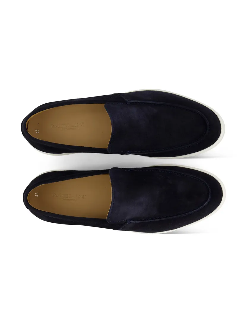 loafers Melik donkerblauw leer suede effen