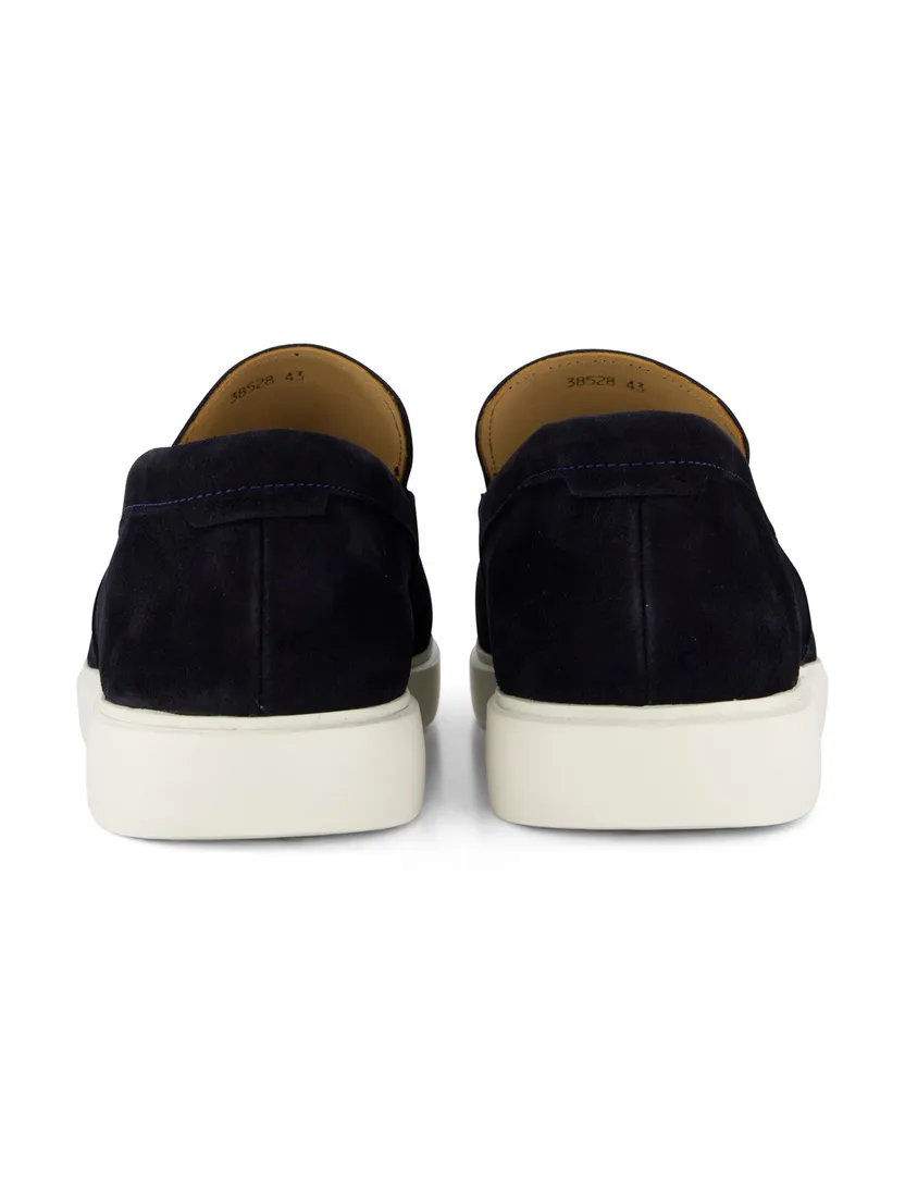 loafers Melik donkerblauw leer suede effen