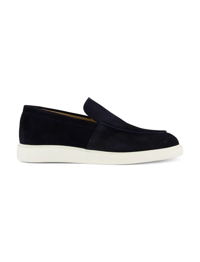 loafers Melik donkerblauw leer suede effen
