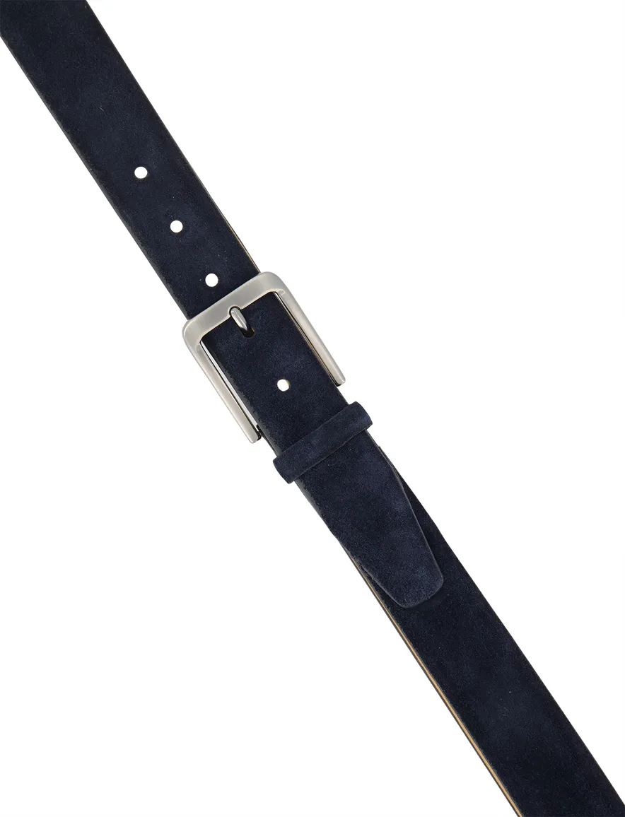 Melik donkerblauw suede riem