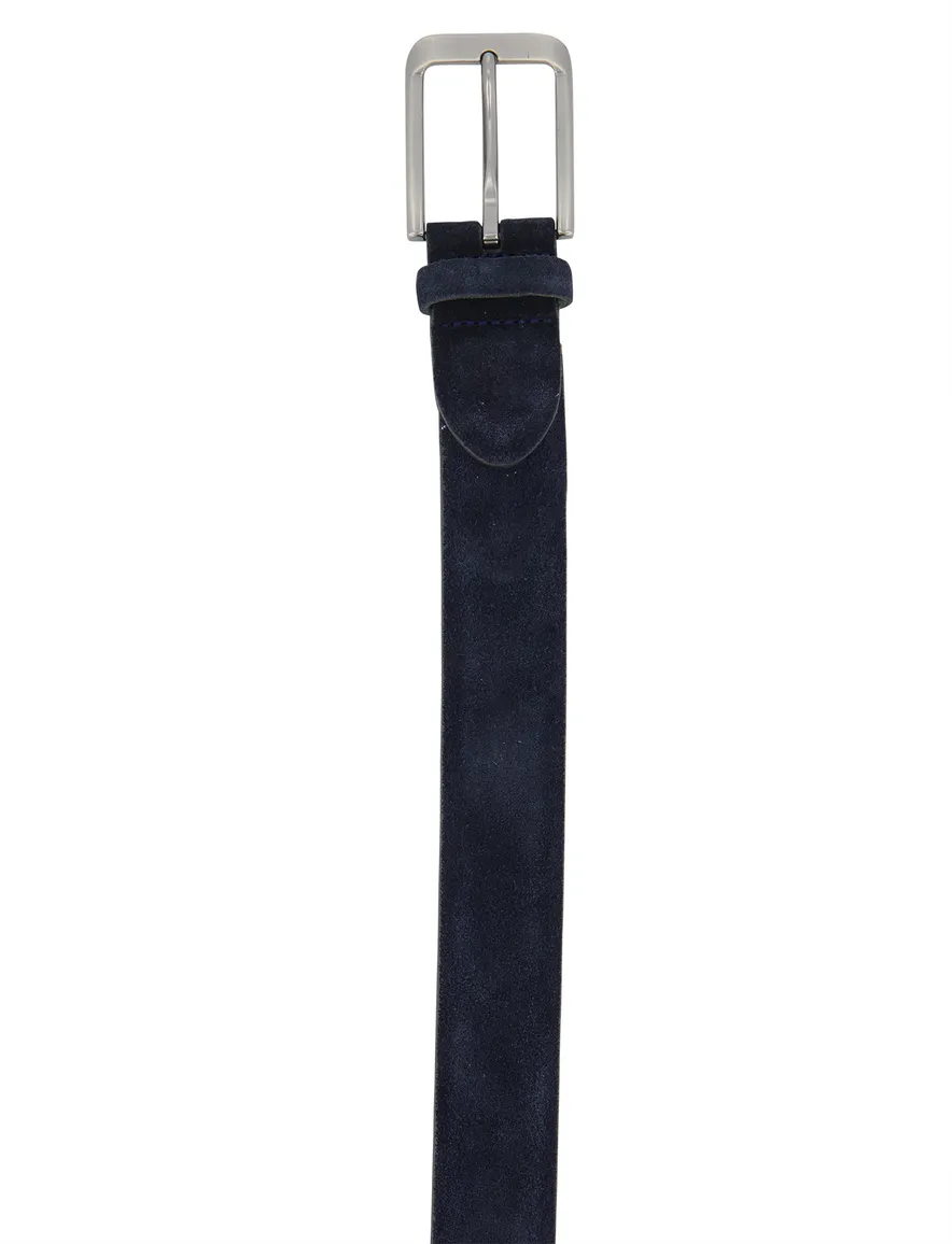 Melik donkerblauw suede riem