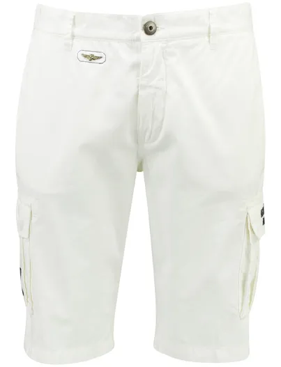Aeronautica Militare Witte bermuda Aeronautica Militare cargo slim fit