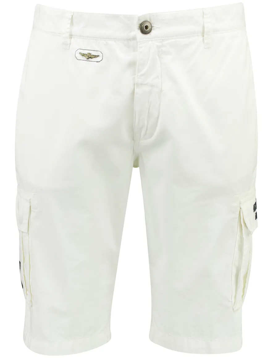 Witte bermuda Aeronautica Militare cargo slim fit