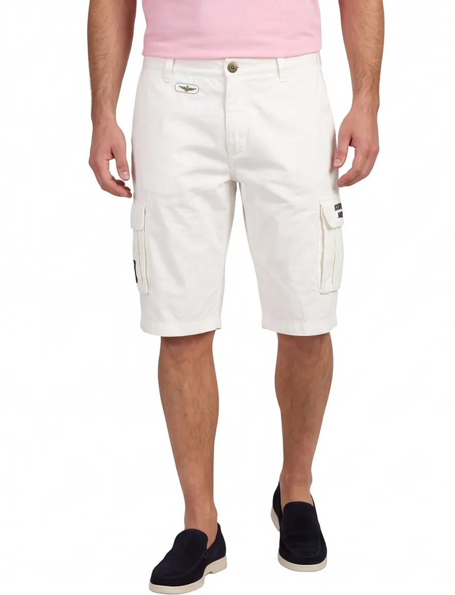 Witte bermuda Aeronautica Militare cargo slim fit