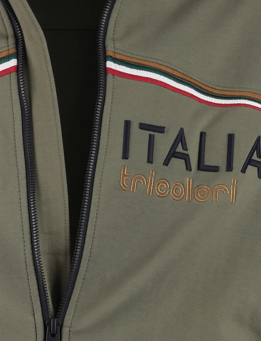 vest Aeronautica Militaire groen opdruk tekst rits