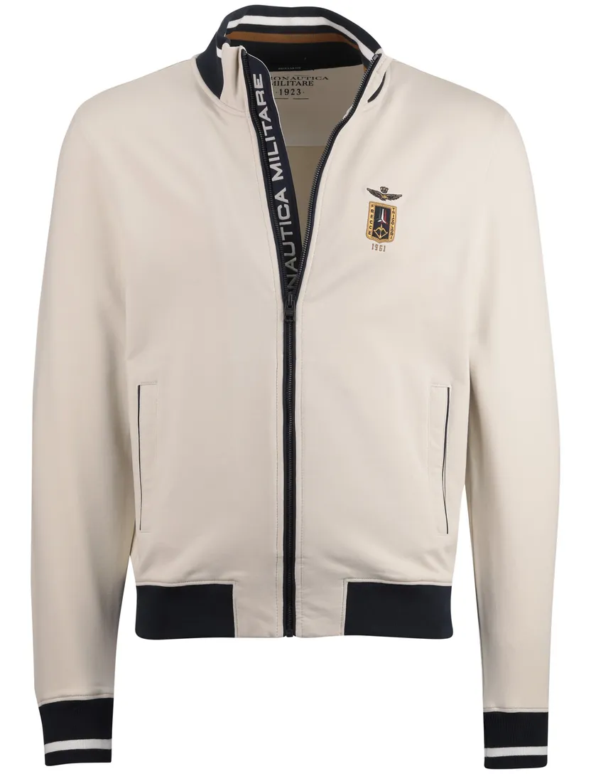 vest Aeronautica Militaire creme zwarte details normale fit rits