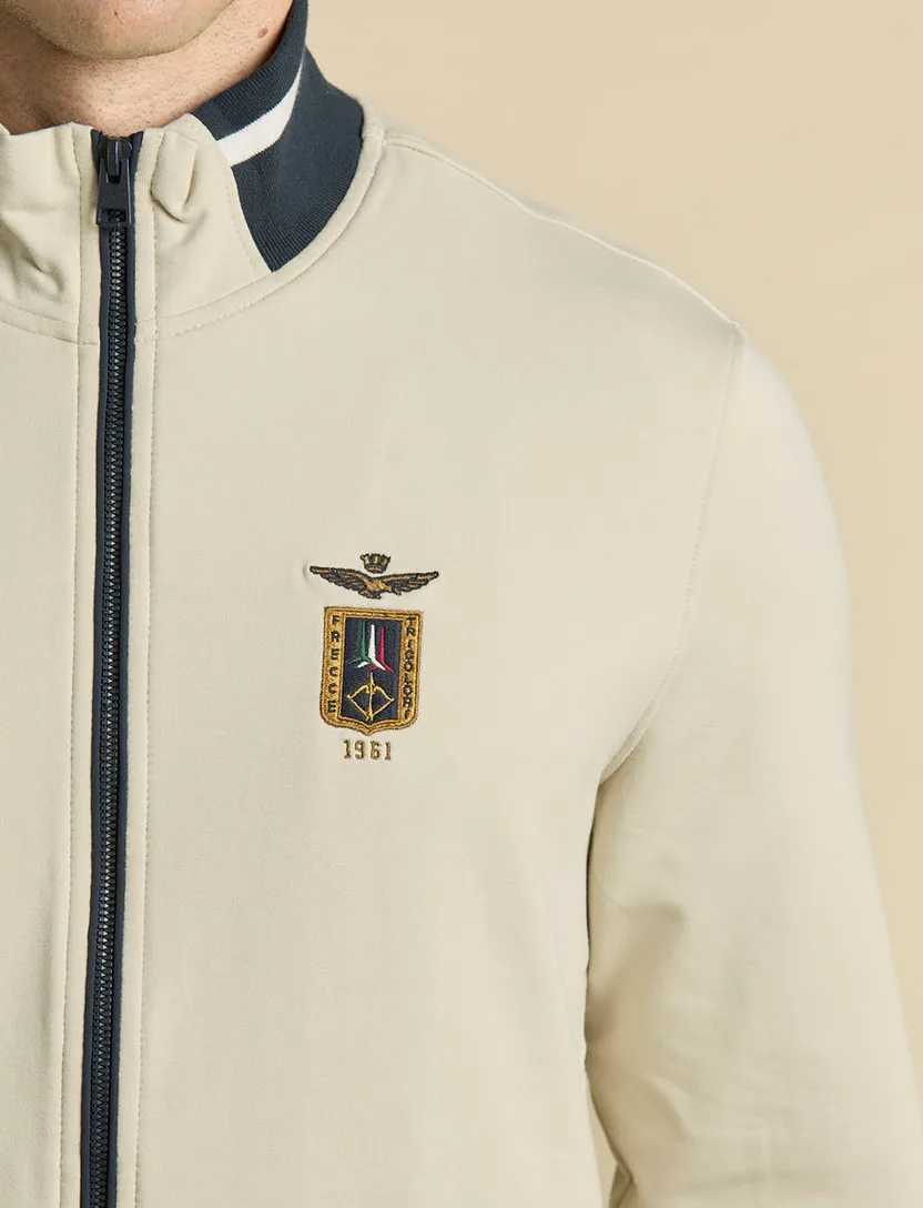 vest Aeronautica Militaire creme zwarte details normale fit rits
