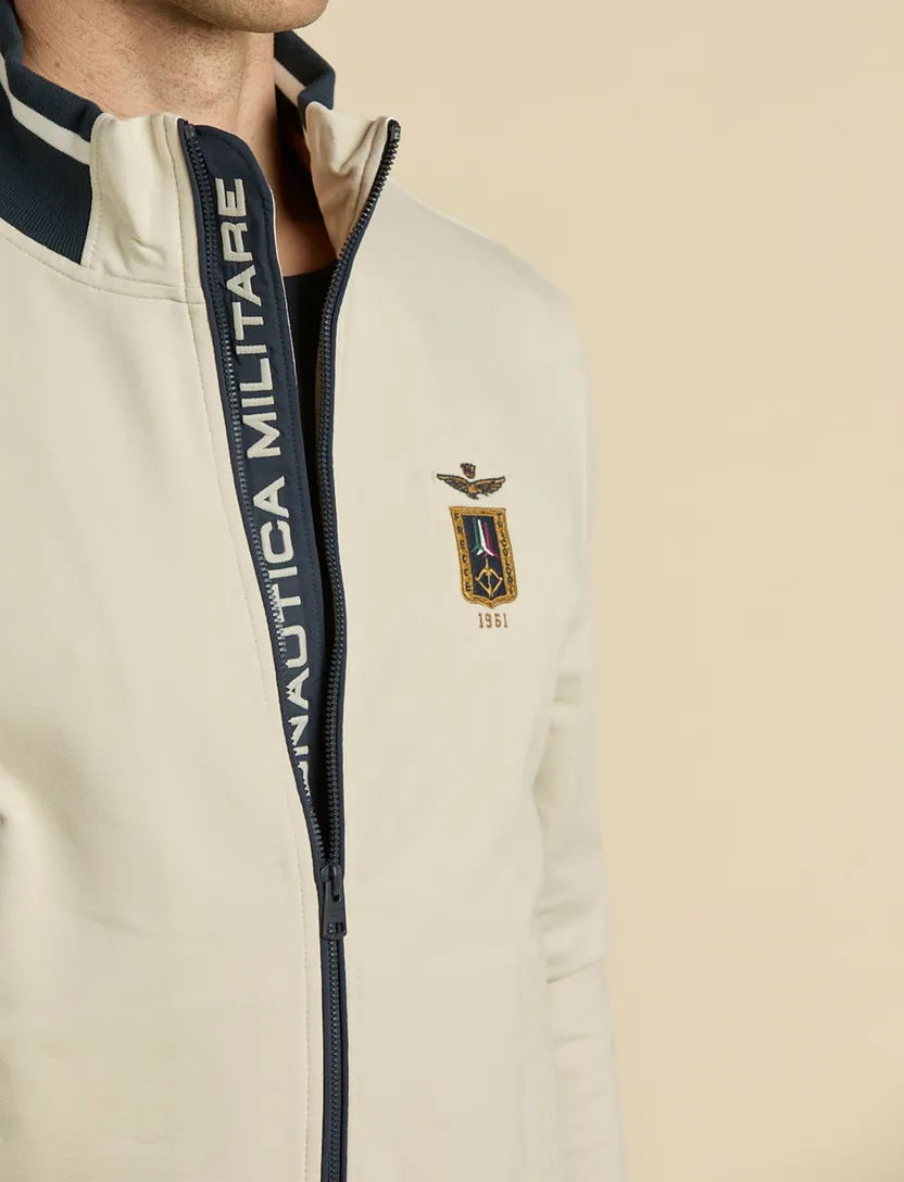 vest Aeronautica Militaire creme zwarte details normale fit rits