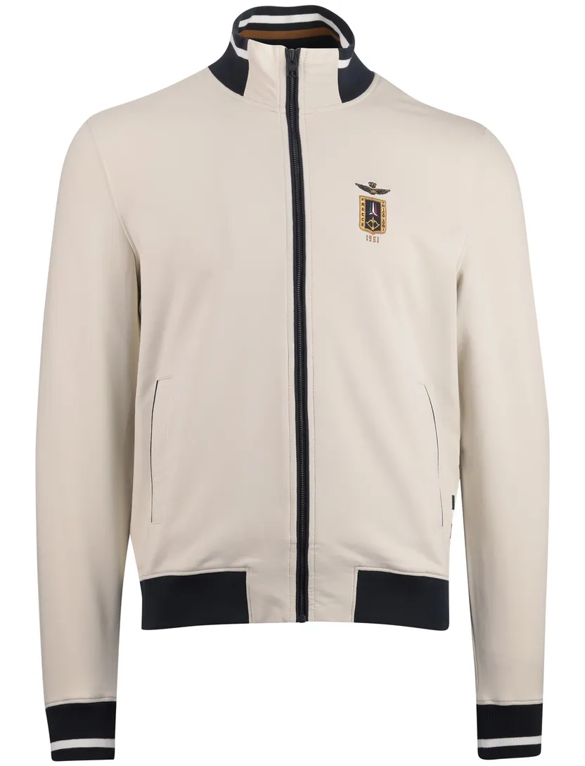 vest Aeronautica Militaire creme zwarte details normale fit rits