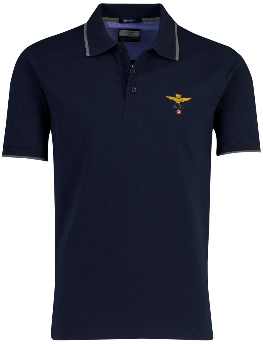 Aeronautica Militaire polo regular fit donkerblauw 3 knoops