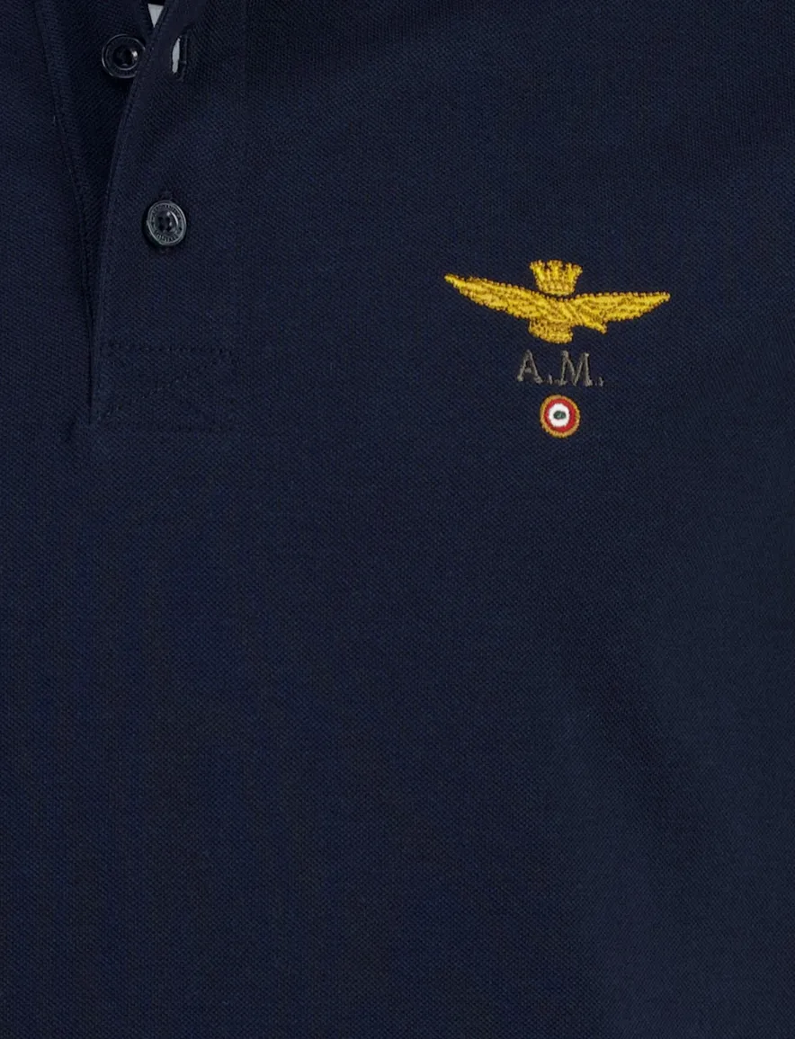 Aeronautica Militaire polo regular fit donkerblauw 3 knoops
