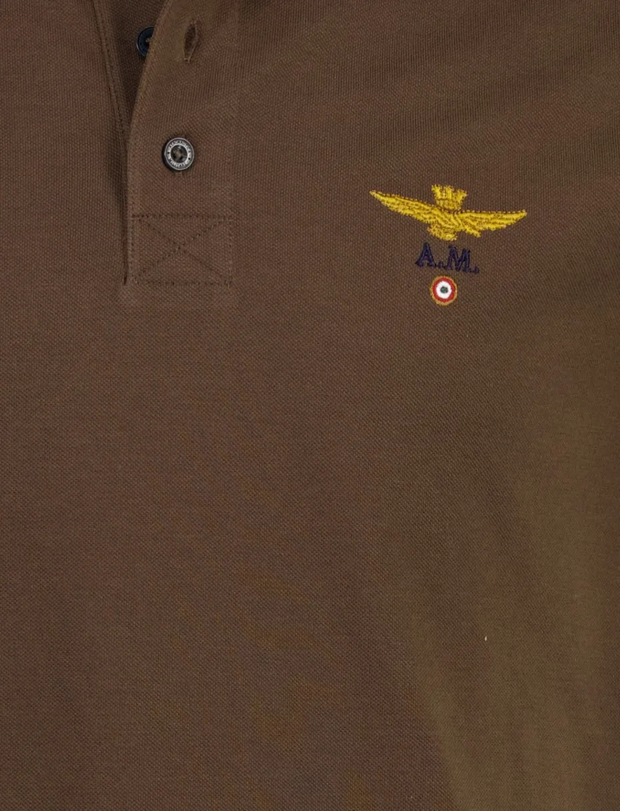 Aeronautica Militare Polo bruin katoen