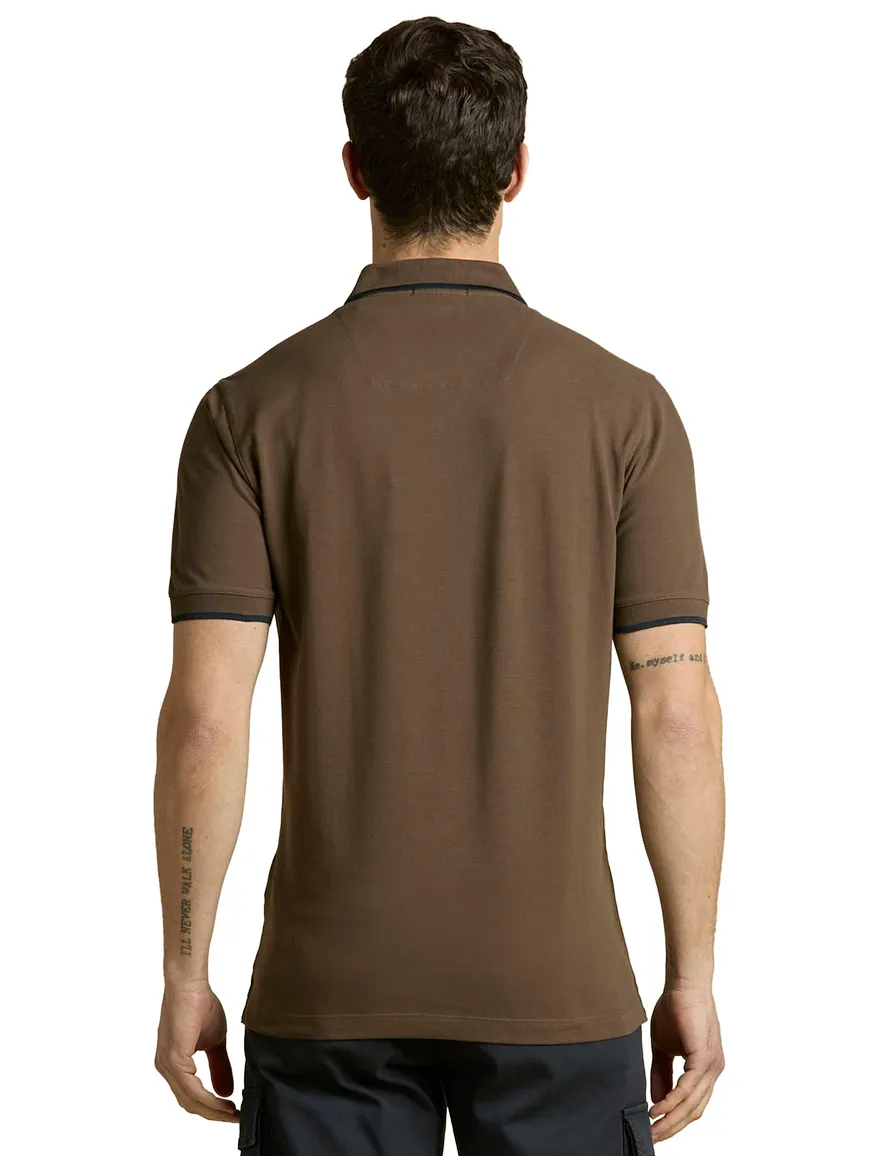 Aeronautica Militaire polo regular fit bruin 3 knoops