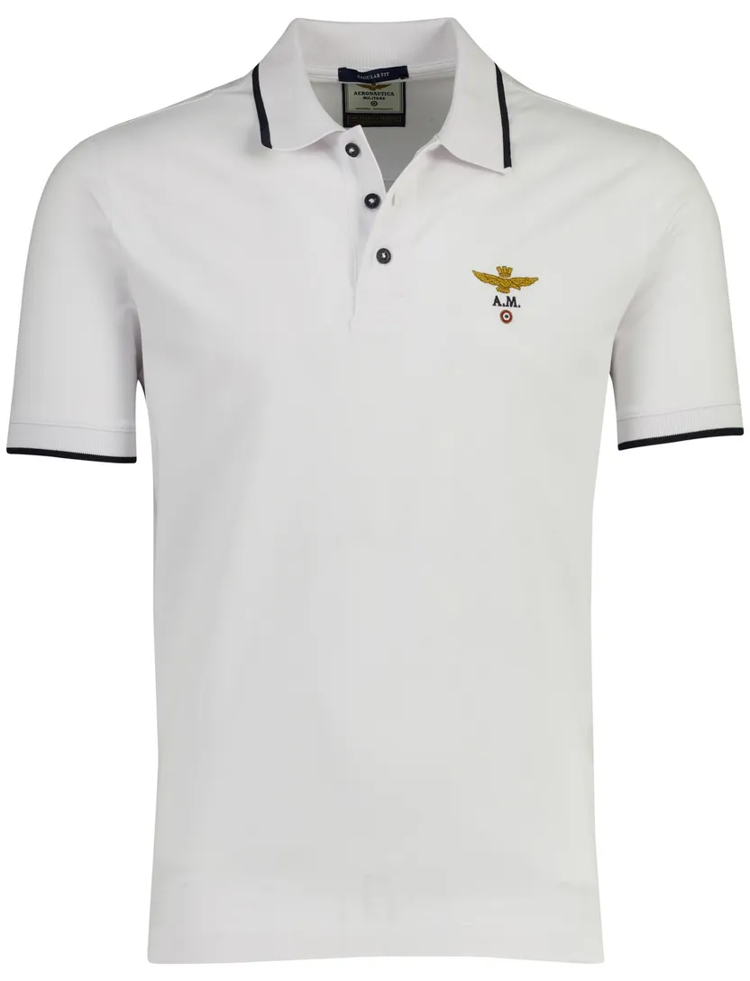 Polo Aeronautica Militaire logo op borst wit