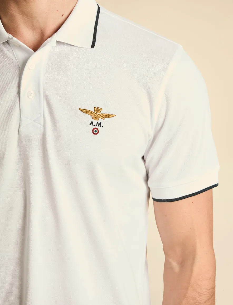 Aeronautica Militare Polo wit regular fit