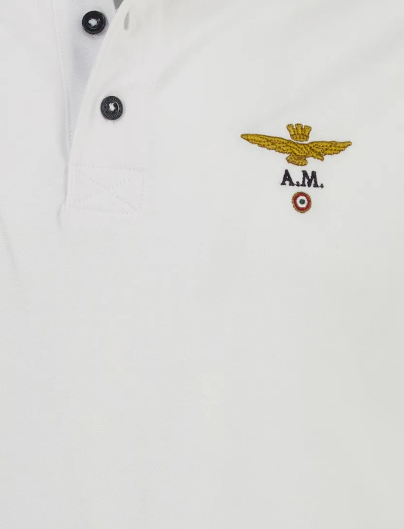 Polo Aeronautica Militaire logo op borst wit