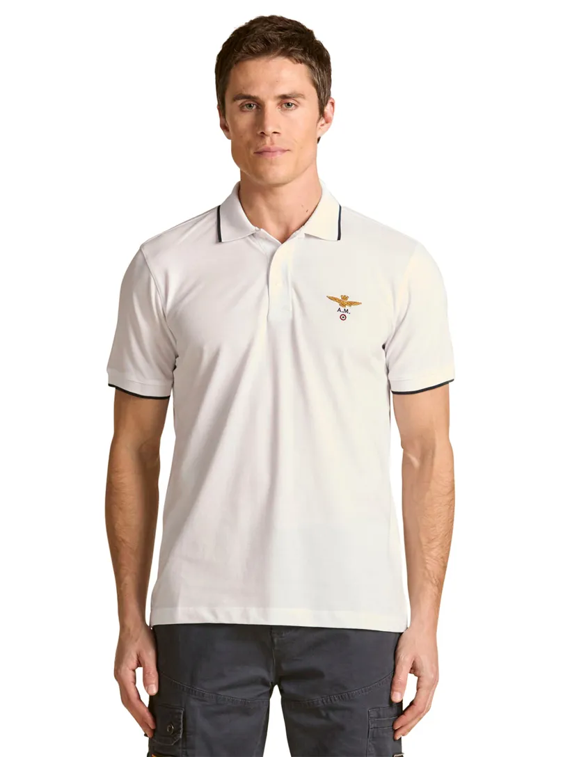 Polo Aeronautica Militaire logo op borst wit