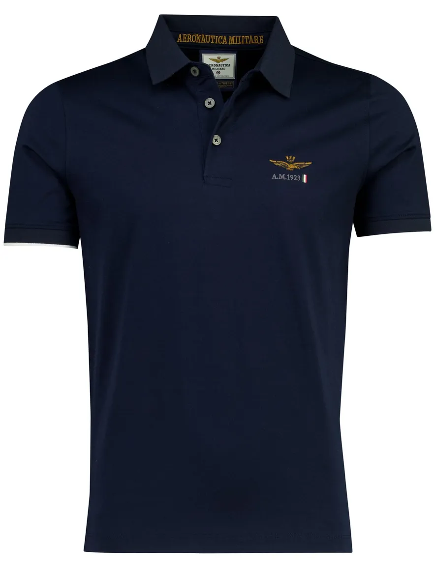 Korte mouwen polo donkerblauw Aeronautica normale fit