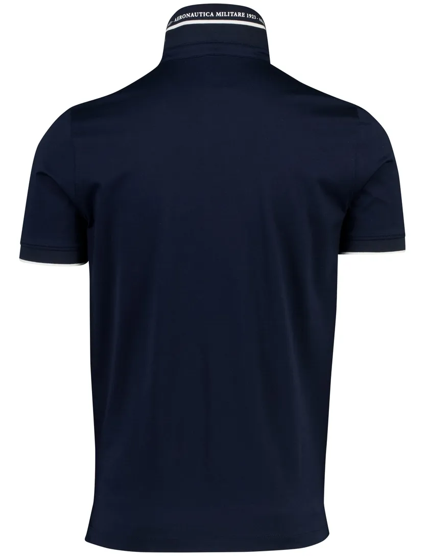 Poloshirt Aeronautica donkerblauw normale fit 3-knoops