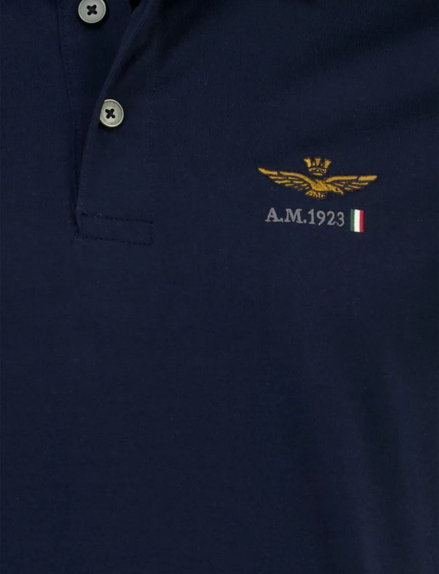 Korte mouwen polo donkerblauw Aeronautica normale fit