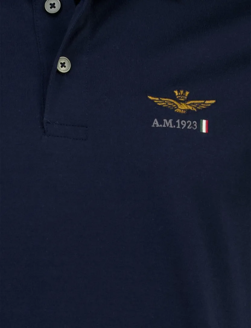 Poloshirt Aeronautica donkerblauw normale fit 3-knoops