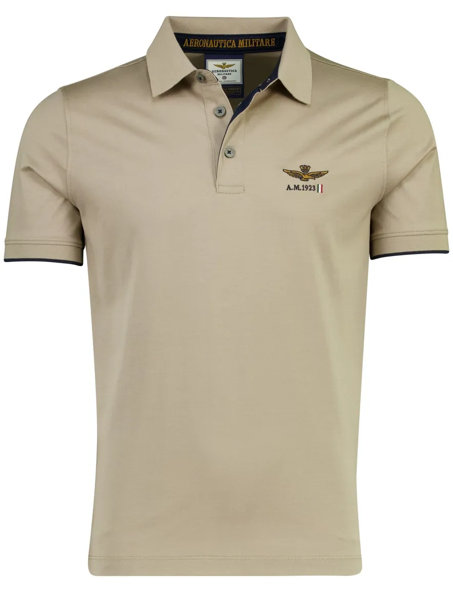 Bruine aeronautica poloshirt khaki normale fit
