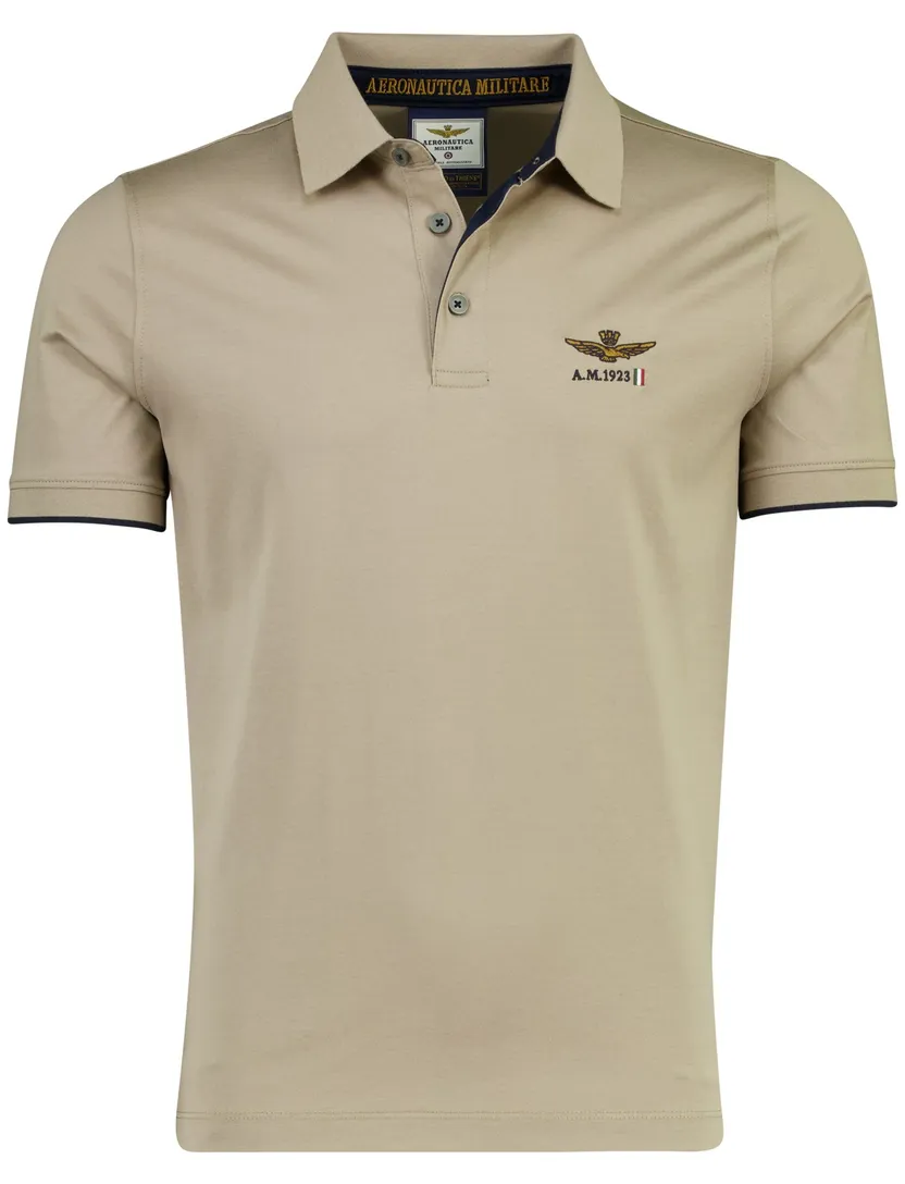 Poloshirt khaki Aeronautica 3-knoops normale fit