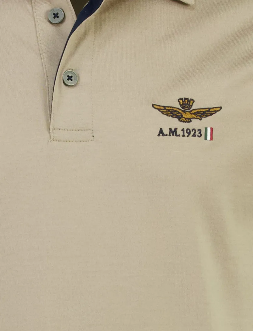 Poloshirt khaki Aeronautica 3-knoops normale fit