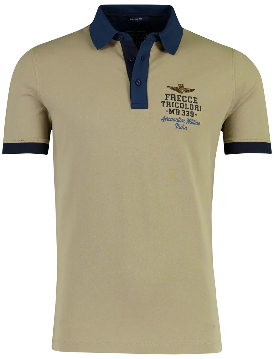 Beige polo korte mouw Aeronautcia Militaire normale fit