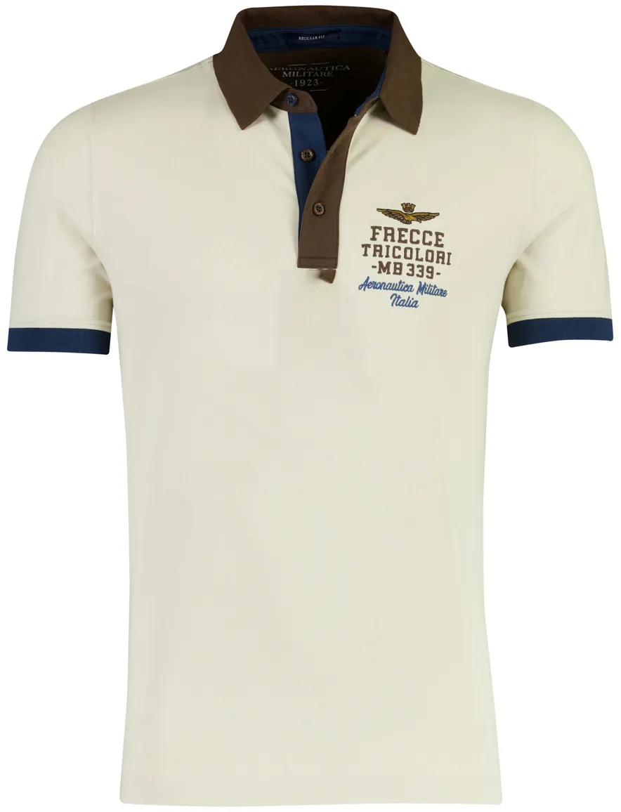 Creme poloshirt korte mouw Aeronautica Militaire