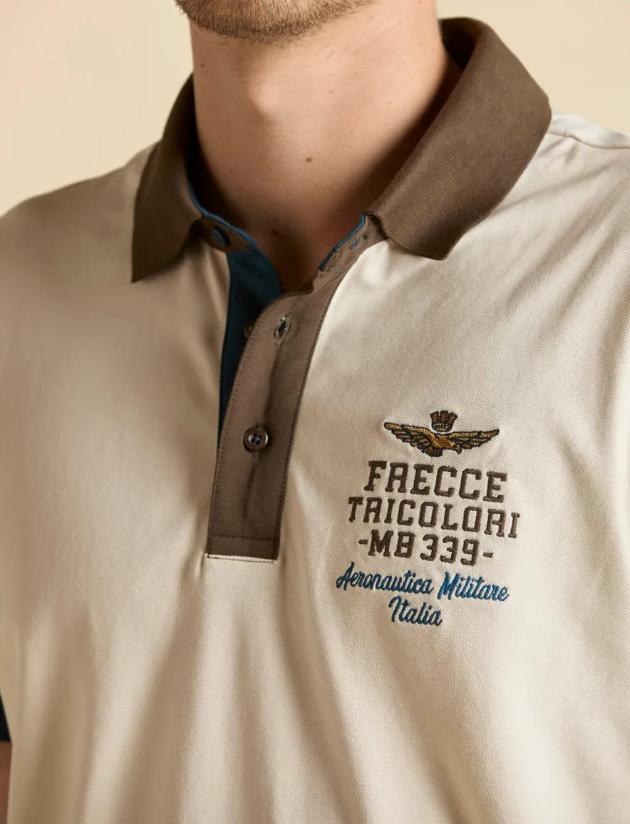 Creme poloshirt korte mouw Aeronautica Militaire