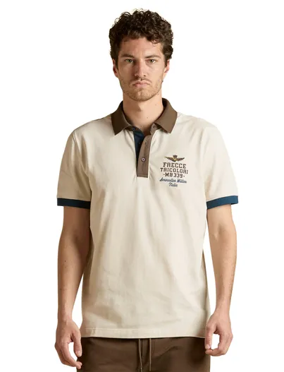 Aeronautica Militare Creme poloshirt korte mouw Aeronautica Militaire