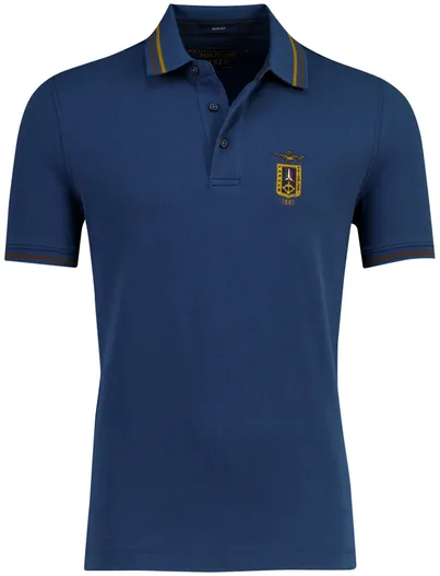 Aeronautica Militare Aeronautica Militaire poloshirt logo op borst blauw pique